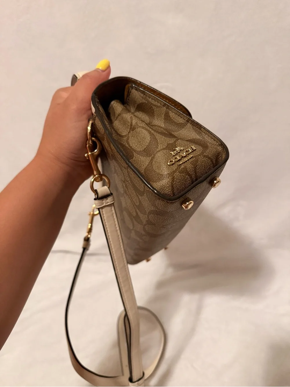Coach Tilly Satchel 23 In Signature Canvas in Khaki/ Chalk
